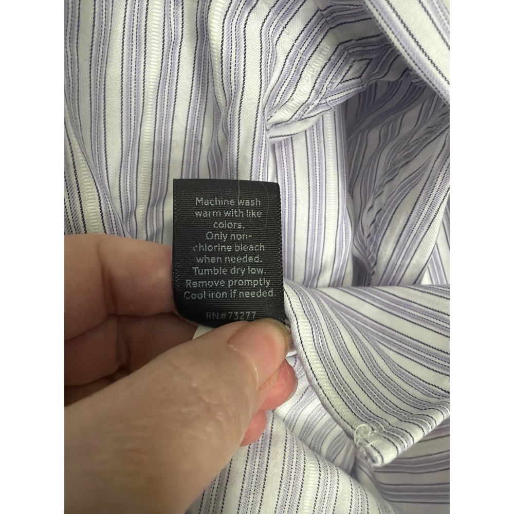 Marc‎ Anthony Slim Fit Striped Button Down Dress Shirt Blue Purple 15.5 32/33 - Picture 10 of 11